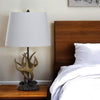 26" Natural And Brown Antlers Table Lamp With White Shade - Berkeley Haven
