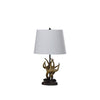26" Natural And Brown Antlers Table Lamp With White Shade - Berkeley Haven