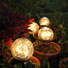 2Pcs Solar Lights Outdoor Garden Decor Cracked Glass Ball Warm Lights - Berkeley Haven