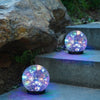 2Pcs Solar Lights Outdoor Garden Decor Cracked Glass Ball Warm Lights - Berkeley Haven