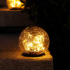 2Pcs Solar Lights Outdoor Garden Decor Cracked Glass Ball Warm Lights - Berkeley Haven