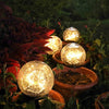 2Pcs Solar Lights Outdoor Garden Decor Cracked Glass Ball Warm Lights - Berkeley Haven