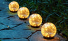 2Pcs Solar Lights Outdoor Garden Decor Cracked Glass Ball Warm Lights - Berkeley Haven