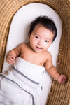 3 Pc Newborn Essential Set - Hooded Towel, Swaddle + Toy Rattle - Berkeley Haven