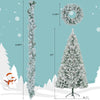 6FT Snow Flocked Christmas Tree, Pre - Lit Set with Tree & Garland & - Berkeley Haven