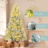 6FT Snow Flocked Christmas Tree, Pre - Lit Set with Tree & Garland & - Berkeley Haven