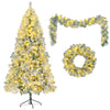 6FT Snow Flocked Christmas Tree, Pre - Lit Set with Tree & Garland & - Berkeley Haven