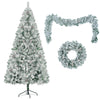 6FT Snow Flocked Christmas Tree, Pre - Lit Set with Tree & Garland & - Berkeley Haven