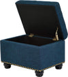 Blue Linen Ottoman with Storage by FHW - Berkeley Haven