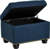 Blue Linen Ottoman with Storage by FHW - Berkeley Haven