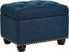 Blue Linen Ottoman with Storage by FHW - Berkeley Haven