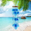 Blue Seashell Glass Wind Chimes 28" Comewith Wall Stand, Garden Decor - Berkeley Haven