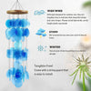 Blue Seashell Glass Wind Chimes 28" Comewith Wall Stand, Garden Decor - Berkeley Haven