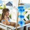 Blue Seashell Glass Wind Chimes 28" Comewith Wall Stand, Garden Decor - Berkeley Haven