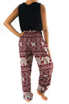 Burgundy ELEPHANT Pants Women Boho Pants Hippie Pants Yoga - Berkeley Haven