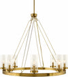 Kaufering 8 - Light Brass Chandelier – Clear Glass Shades, Iron Frame, Rod - Hung | Southwestern Modern Lighting - Berkeley Haven