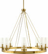 Kaufering 8 - Light Brass Chandelier – Clear Glass Shades, Iron Frame, Rod - Hung | Southwestern Modern Lighting - Berkeley Haven