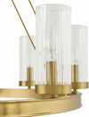 Kaufering 8 - Light Brass Chandelier – Clear Glass Shades, Iron Frame, Rod - Hung | Southwestern Modern Lighting - Berkeley Haven