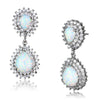LOS879 - Rhodium 925 Sterling Silver Earrings with Semi - Precious Opal - Berkeley Haven