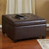 Marbled Brown Leather Ottoman with Storage - Berkeley Haven