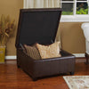 Marbled Brown Leather Ottoman with Storage - Berkeley Haven