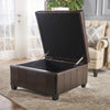 Marbled Brown Leather Ottoman with Storage - Berkeley Haven
