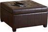 Marbled Brown Leather Ottoman with Storage - Berkeley Haven