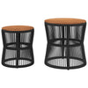 Patio Side Tables 2 pcs with Wooden Top Black Poly Rattan - Berkeley Haven
