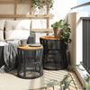 Patio Side Tables 2 pcs with Wooden Top Black Poly Rattan - Berkeley Haven