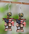 PATRIOTIC THEME AMERICAN FLAG AND CROSS WOOD EARRING - Berkeley Haven