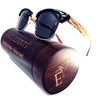 Real Walnut Wood Club Style Sunglasses With Bamboo Case, Polarized - Berkeley Haven