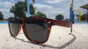 Red Bamboo Tortoise Framed Sunglasses With Wood Case, Artisan Engraved - Berkeley Haven