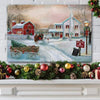 Red Barn Christmas Canvas: Winter Farm Decor Art - Berkeley Haven