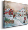 Red Barn Christmas Canvas: Winter Farm Decor Art - Berkeley Haven