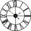 Round 24 - inch Black Metal Roman Numeral Wall Clock with Gold Hands - Berkeley Haven