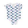 Smart Short Sleeve Baby Bodysuit + Bib - Blue Whale - Berkeley Haven