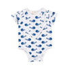 Smart Short Sleeve Baby Bodysuit + Bib - Blue Whale - Berkeley Haven