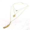 Turquoise Leaf Feather Multi Layer Necklace - Berkeley Haven